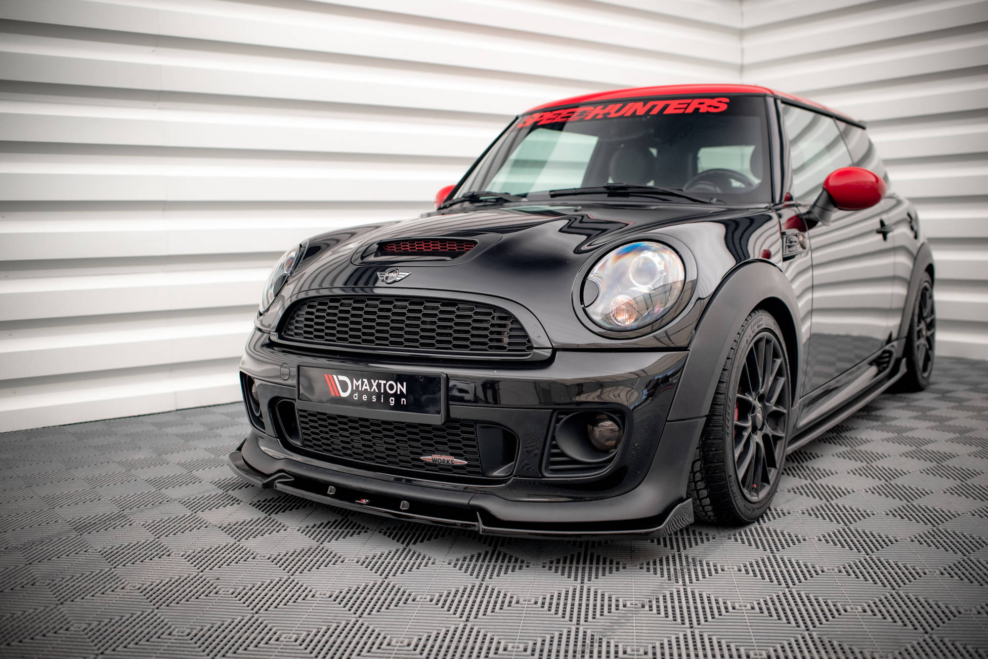 Maxton Design Street+ Spoilerlippe Front Ansatz V.3 passend für Mini Cooper John Cooper Works R56 schwarz Hochglanz