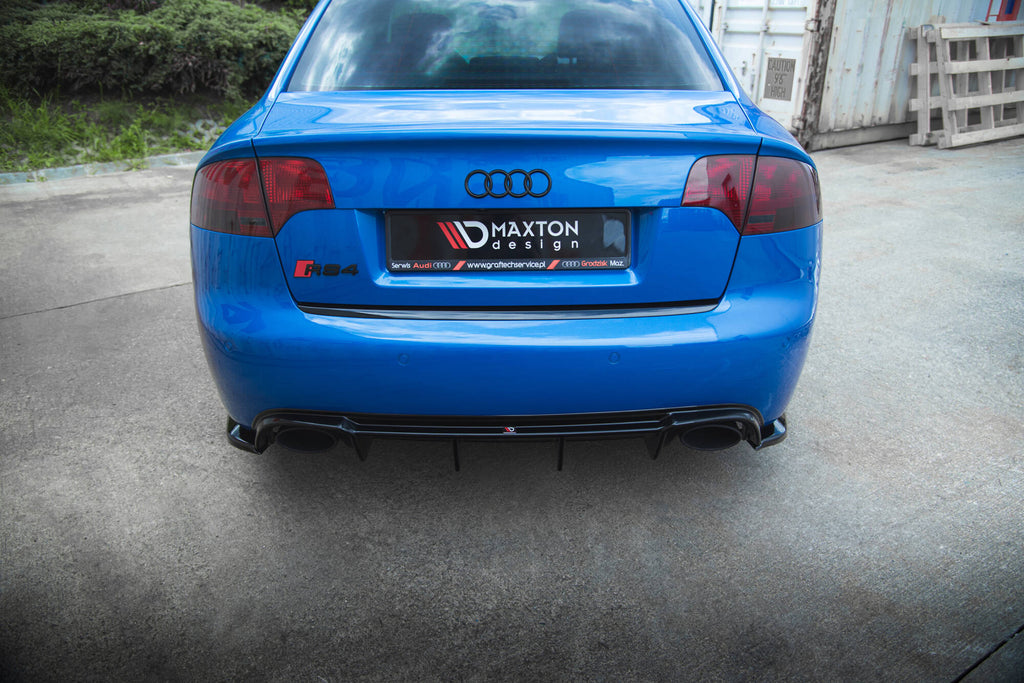 Maxton Design Diffusor Heck Ansatz passend für Audi RS4 B7 schwarz Hochglanz
