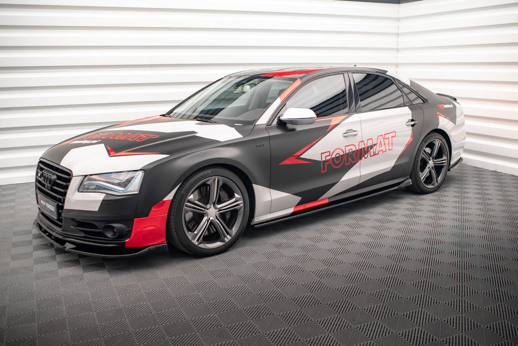 Maxton Design Street+ Seitenschweller Leisten V.2 passend für Audi S8 D4 schwarz Hochglanz