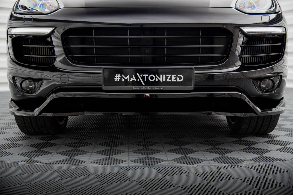Maxton Design Street+ Spoilerlippe Front Ansatz passend für Porsche Cayenne Mk2 Facelift schwarz Hochglanz