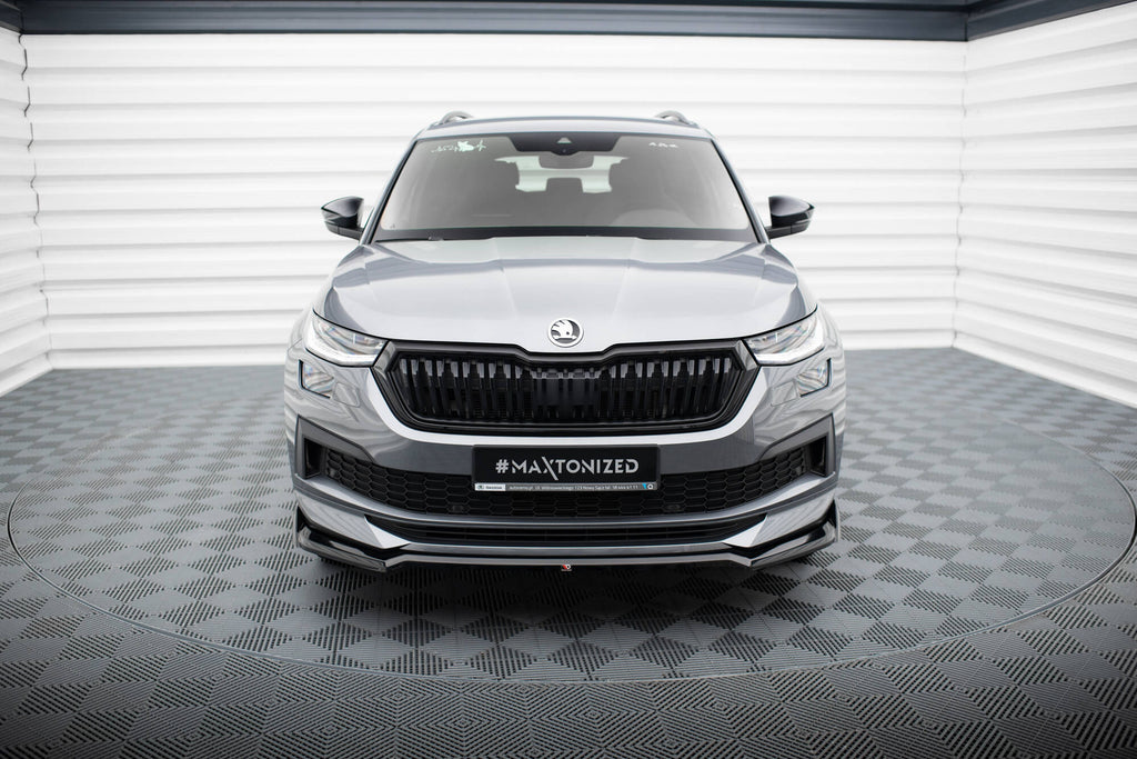 Maxton Design Street+ Spoilerlippe Front Ansatz V.2 passend für Skoda Kodiaq Sportline Mk1 Facelift schwarz Hochglanz