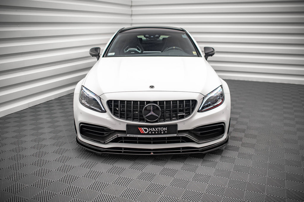 Maxton Design Street+ Spoilerlippe Front Ansatz V.1 passend für Mercedes-AMG C63 Coupe AMG Aero Pack C205 Facelift schwarz Hochglanz