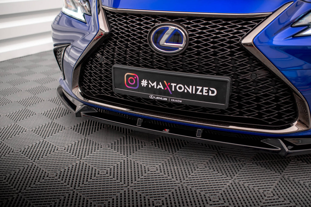 Maxton Design Street+ Spoilerlippe Front Ansatz V.2 passend für Lexus ES F Sport Mk7 schwarz Hochglanz