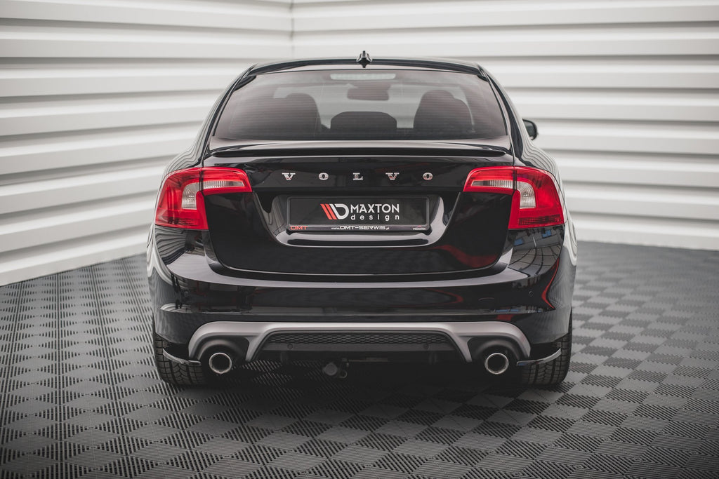 Maxton Design Heck Ansatz Flaps Diffusor passend für Volvo S60 R-Design Mk2 Facelift schwarz Hochglanz