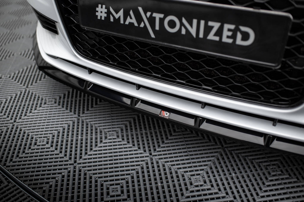 Maxton Design Street+ Spoilerlippe Front Ansatz V.1 passend für Audi A3 Limousine 8V schwarz Hochglanz