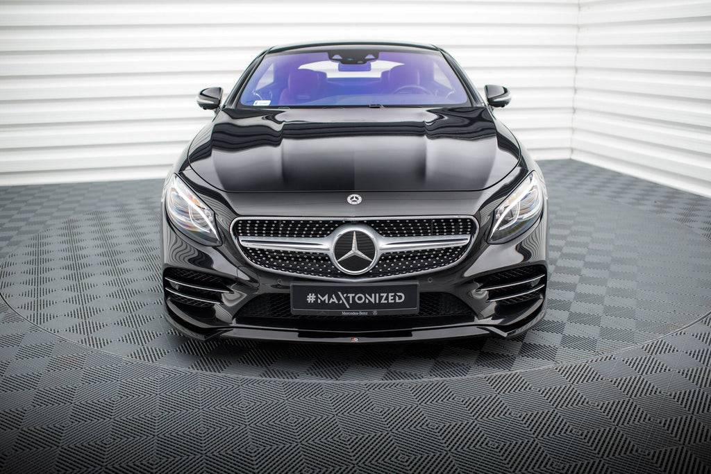 Maxton Design Street+ Spoilerlippe Front Ansatz V.1 passend für Mercedes-Benz S Coupe AMG-Line C217 Facelift schwarz Hochglanz