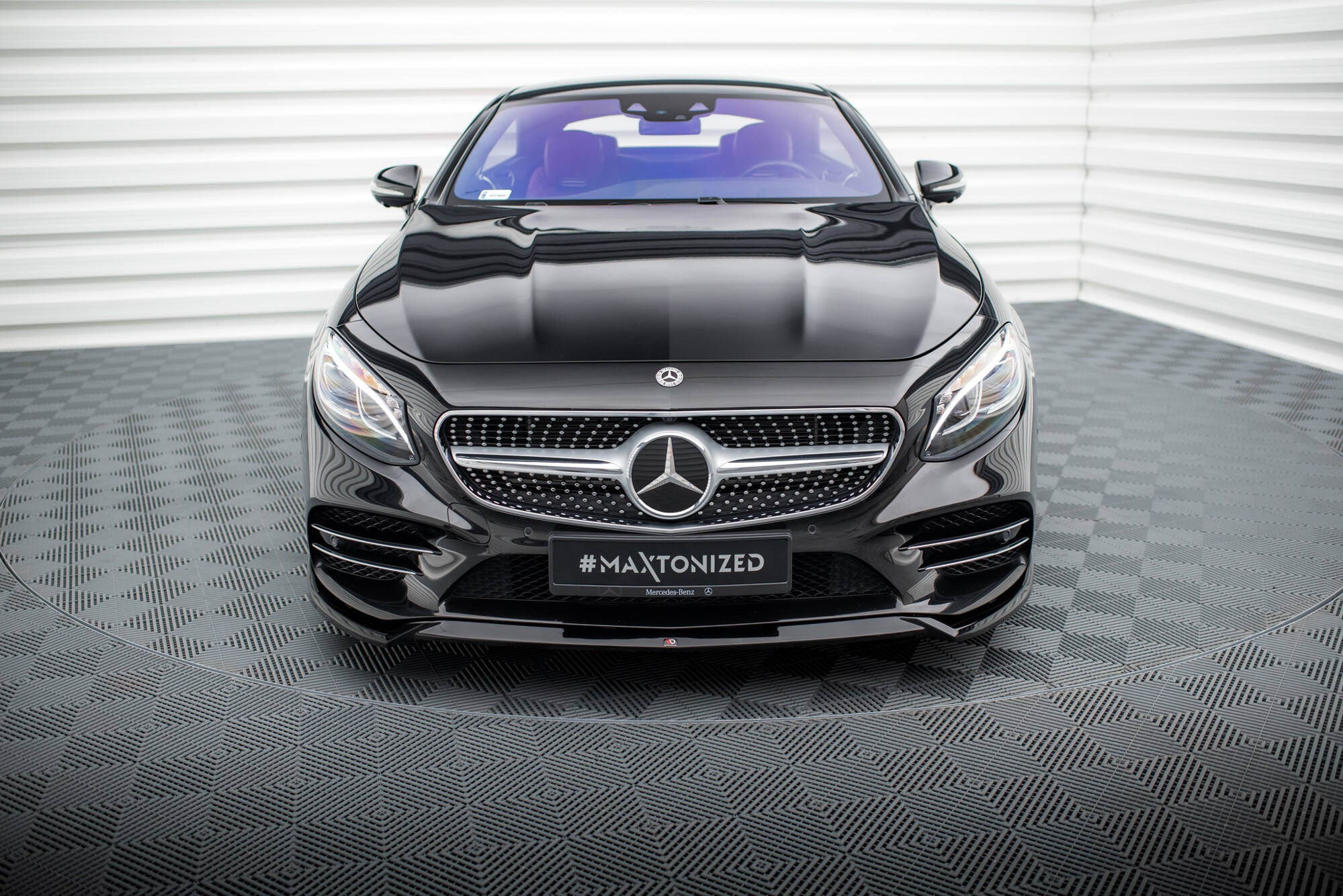 Maxton Design Street+ Spoilerlippe Front Ansatz V.1 passend für Mercedes-Benz S Coupe AMG-Line C217 Facelift schwarz Hochglanz