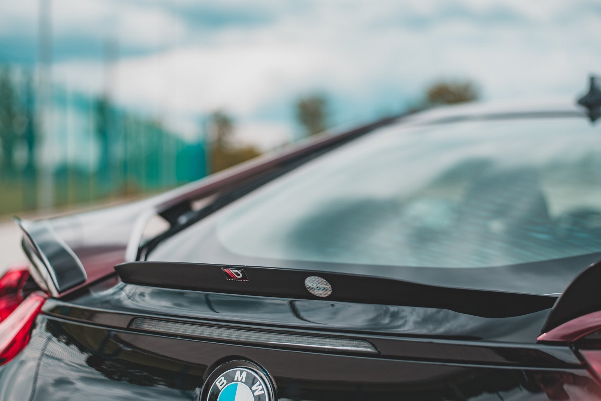Maxton Design Spoiler CAP passend für Paket BMW i8 schwarz Hochglanz