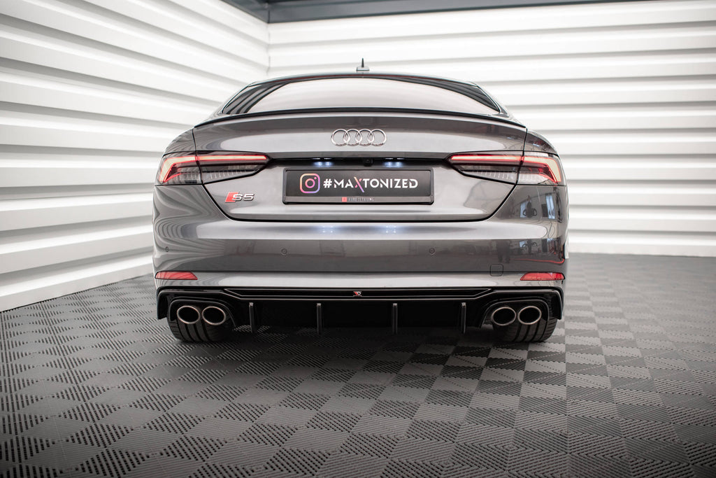 Maxton Design Diffusor Heck Ansatz passend für Audi S5 F5 Coupe / Sportback schwarz Hochglanz