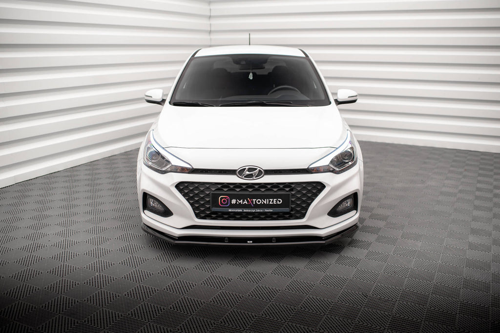 Maxton Design Street+ Spoilerlippe Front Ansatz V.1 passend für Hyundai I20 Mk2 Facelift schwarz Hochglanz