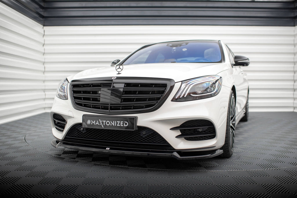 Maxton Design Street+ Spoilerlippe Front Ansatz V.1 passend für Mercedes-Benz S AMG-Line W222 Facelift schwarz Hochglanz
