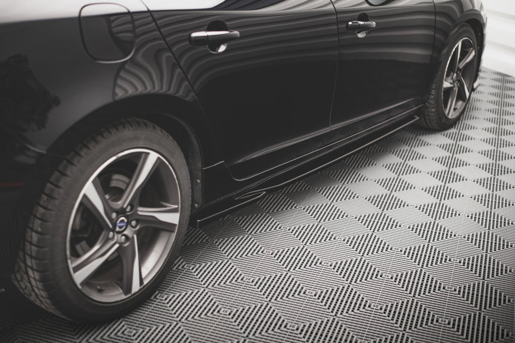 Maxton Design Street+ Seitenschweller Leisten passend für Volvo S60 Standard / R-Design Mk2 / Mk2 Facelift schwarz Hochglanz