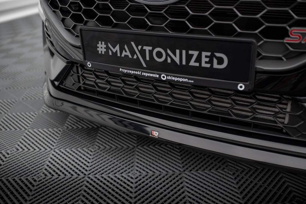 Maxton Design Street+ Spoilerlippe Front Ansatz V.3 passend für Ford Fiesta ST / ST-line Mk8 Facelift schwarz Hochglanz