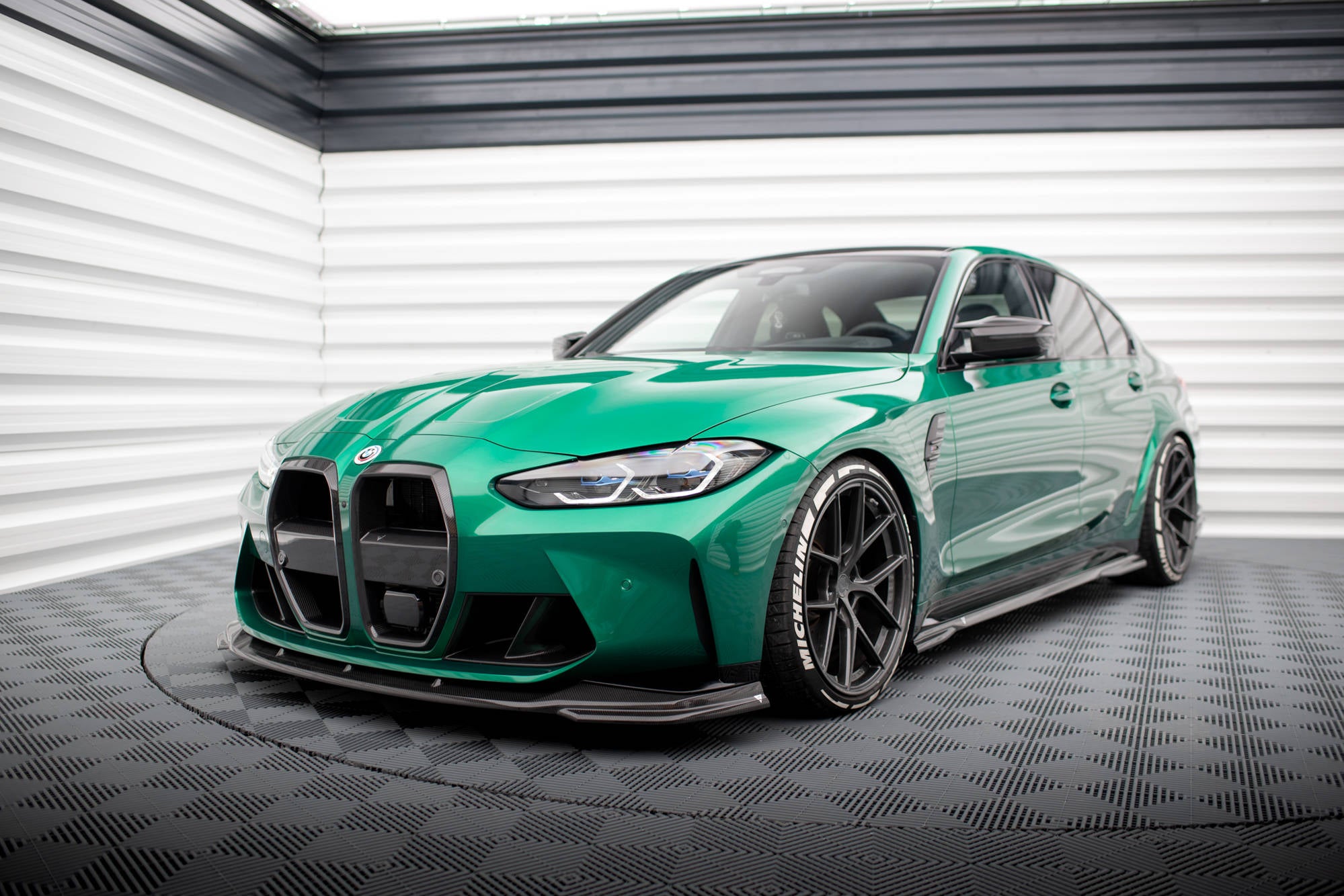 Maxton Design Prepreg Carbon Fiber Street+ Spoilerlippe Front Ansatz V.2 passend für BMW M3 Limousine / Touring G80 / G81