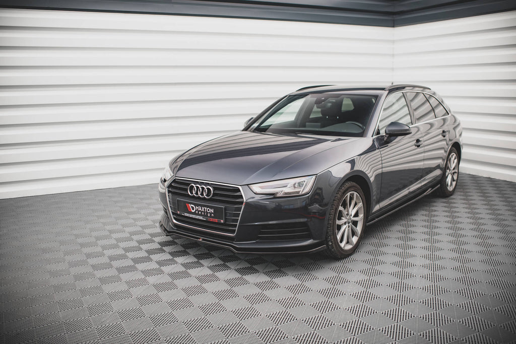 Maxton Design Street+ Spoilerlippe Front Ansatz V.2 passend für Audi A4 B9 schwarz Hochglanz