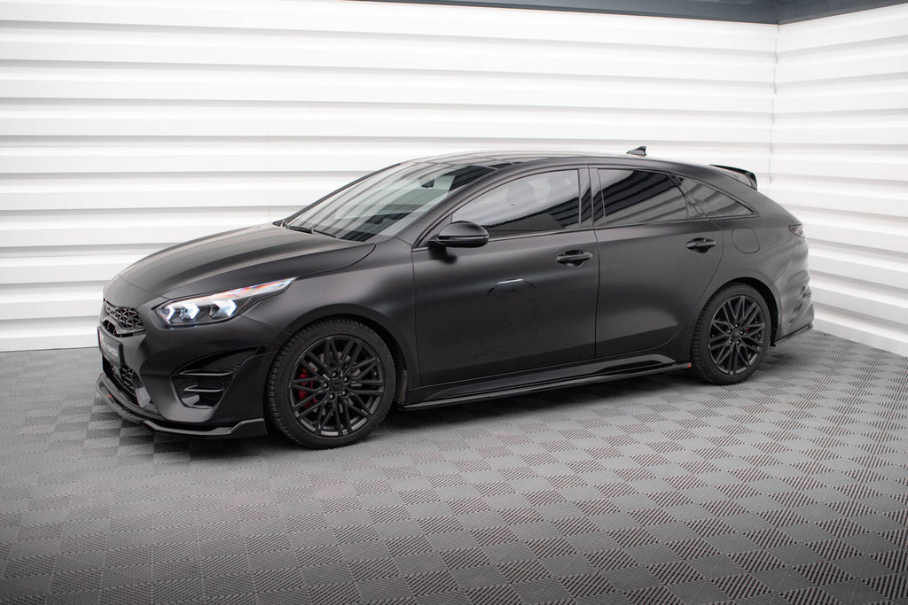Maxton Design Street+ Seitenschweller Leisten passend für Kia Proceed GT / GT-Line Mk1 Facelift / Ceed GT Mk3 Facelift schwarz Hochglanz