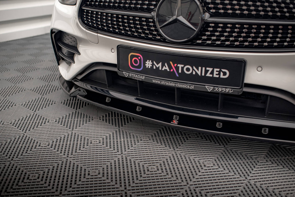Maxton Design Street+ Spoilerlippe Front Ansatz V.2 passend für Mercedes-Benz E AMG-Line W213 Facelift schwarz Hochglanz
