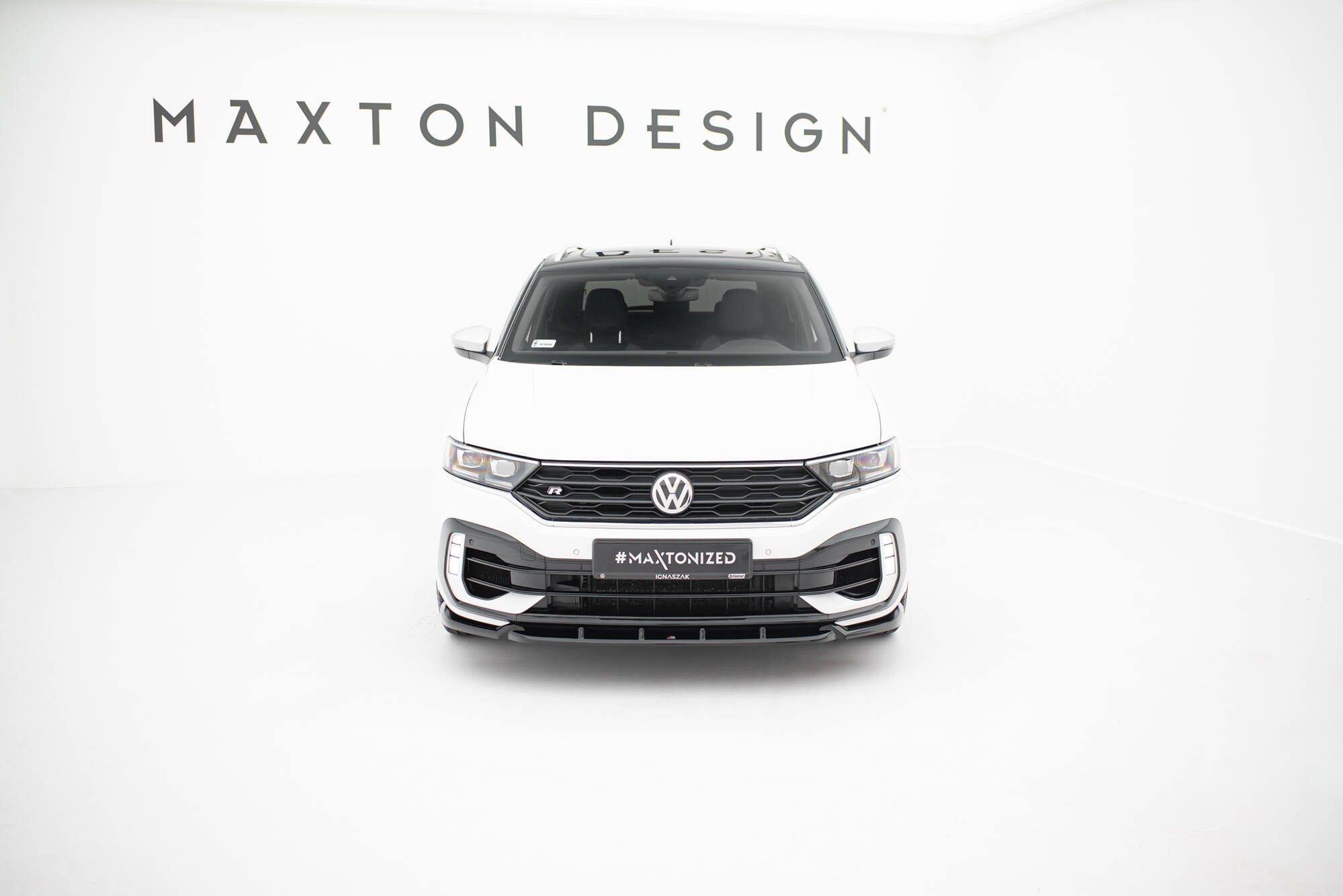 Maxton Design Street+ Spoilerlippe Front Ansatz passend für VW T-Roc R Mk1 schwarz Hochglanz