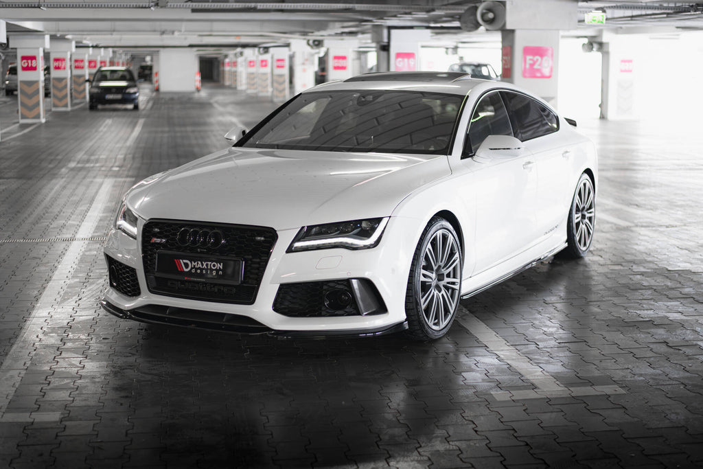 Maxton Design Street+ Spoilerlippe Front Ansatz V.4 passend für Audi RS7 C7 schwarz Hochglanz