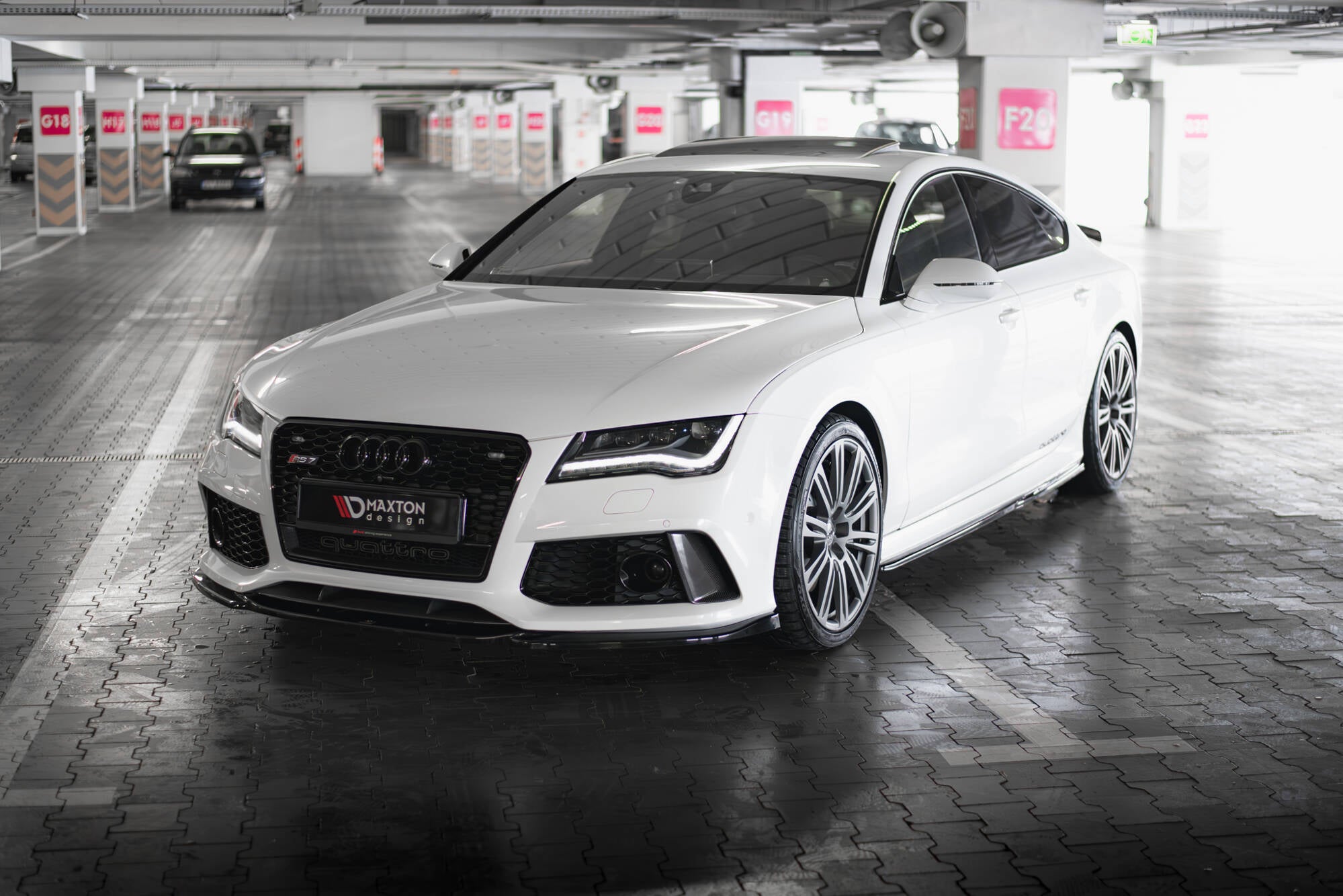 Maxton Design Street+ Spoilerlippe Front Ansatz V.4 passend für Audi RS7 C7 schwarz Hochglanz