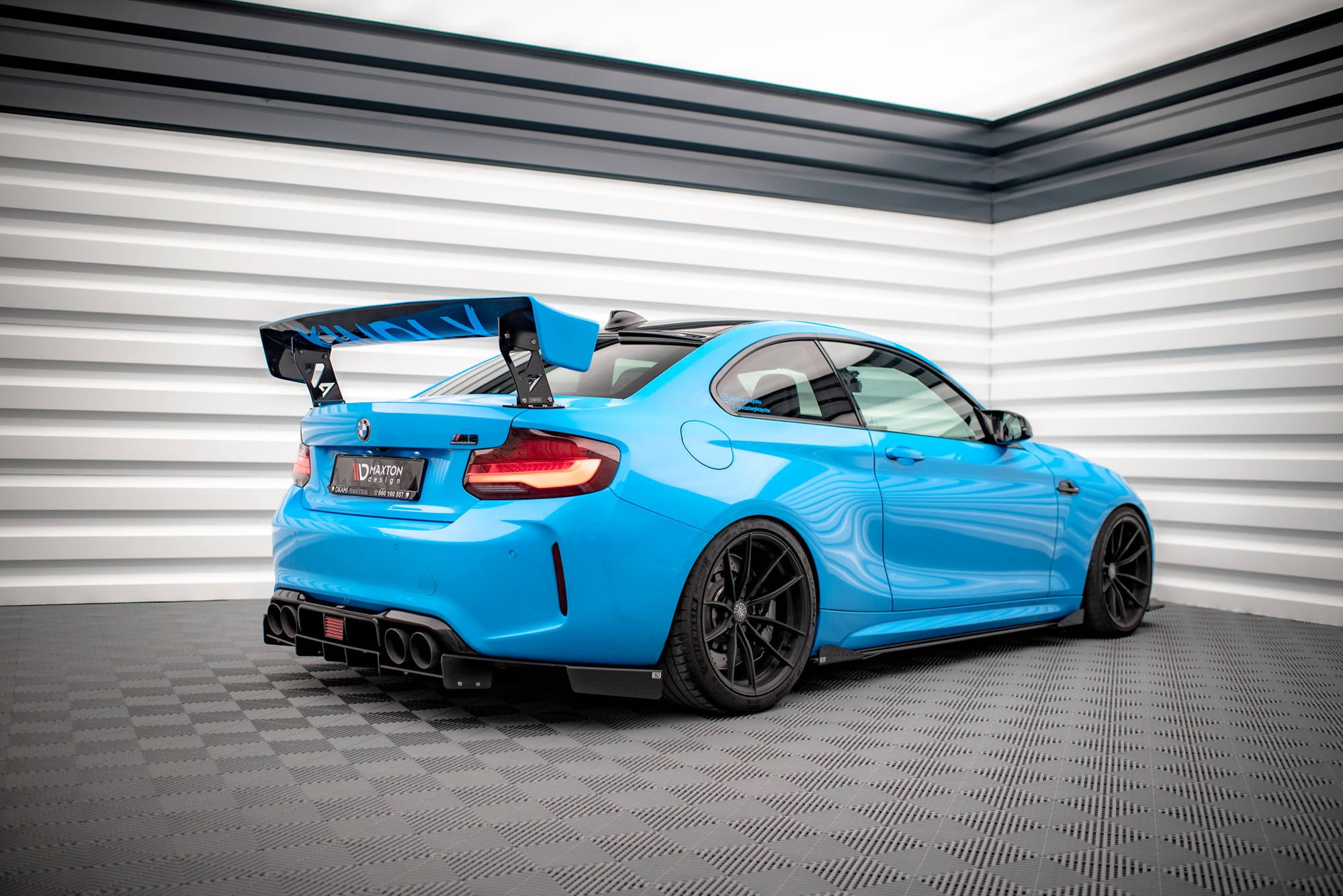 Maxton Design Street Pro Street+ Seitenschweller Leisten + Flaps passend für BMW M2 F87 schwarz Hochglanz