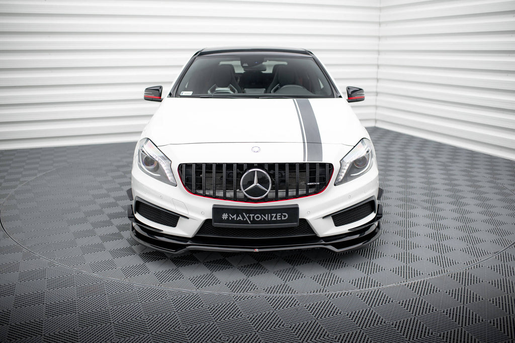 Maxton Design Street+ Spoilerlippe Front Ansatz V.4 passend für Mercedes-Benz A45 AMG W176 schwarz Hochglanz