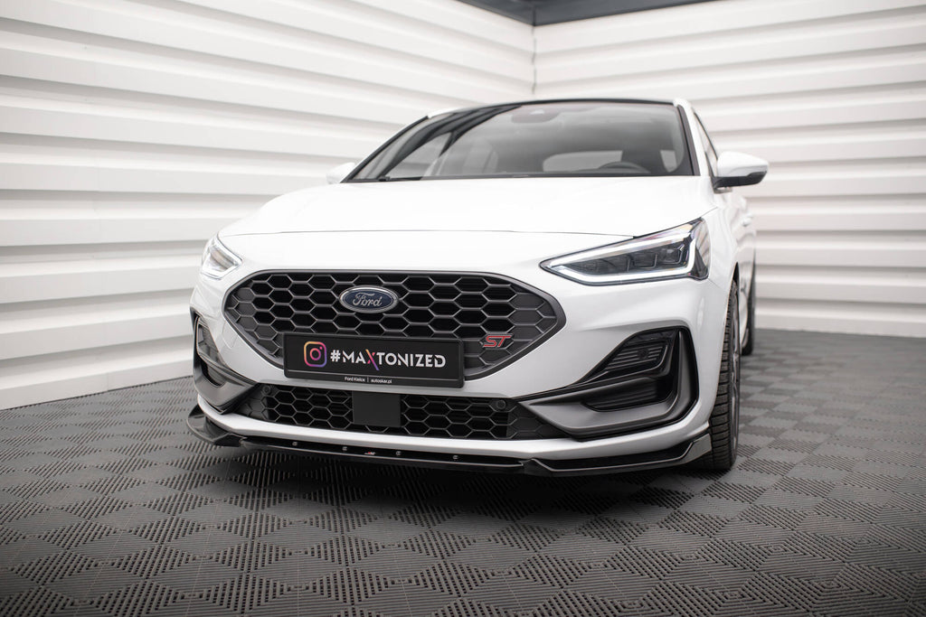 Maxton Design Street+ Spoilerlippe Front Ansatz V.7 passend für Ford Focus ST / ST-Line Mk4 Facelift schwarz Hochglanz