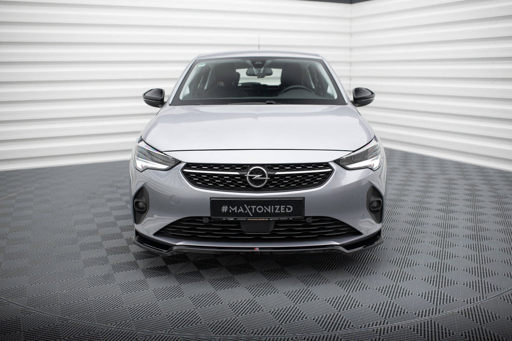 Maxton Design Street+ Spoilerlippe Front Ansatz V.2 passend für Opel Corsa F ( Mk6) schwarz Hochglanz