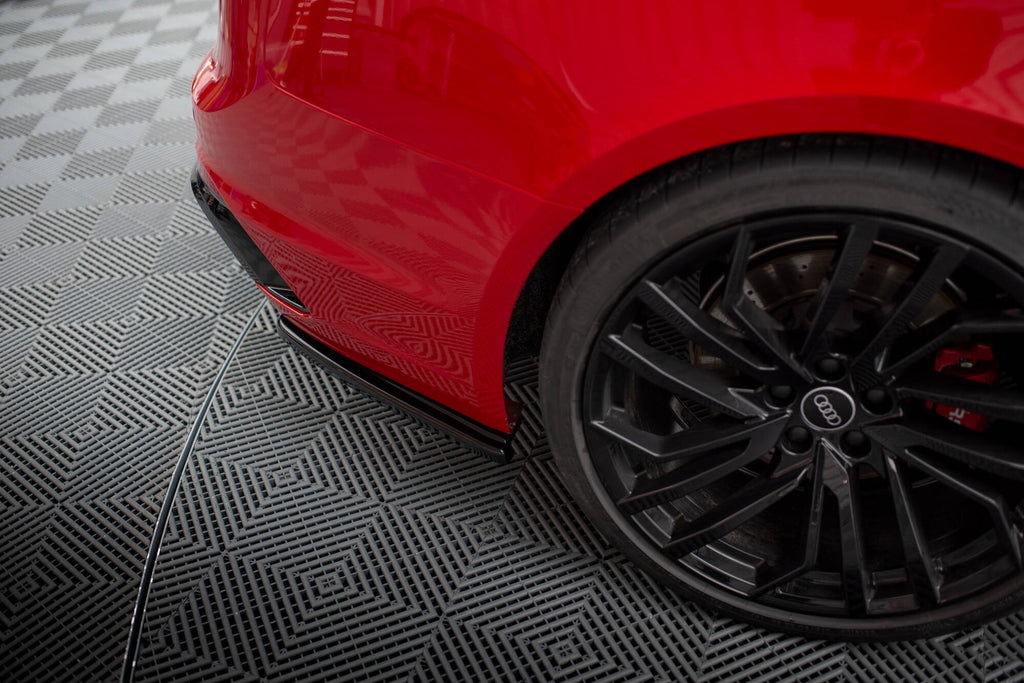 Maxton Design Heck Ansatz Flaps Diffusor passend für Audi RS4 B9 / B9 Facelift schwarz Hochglanz