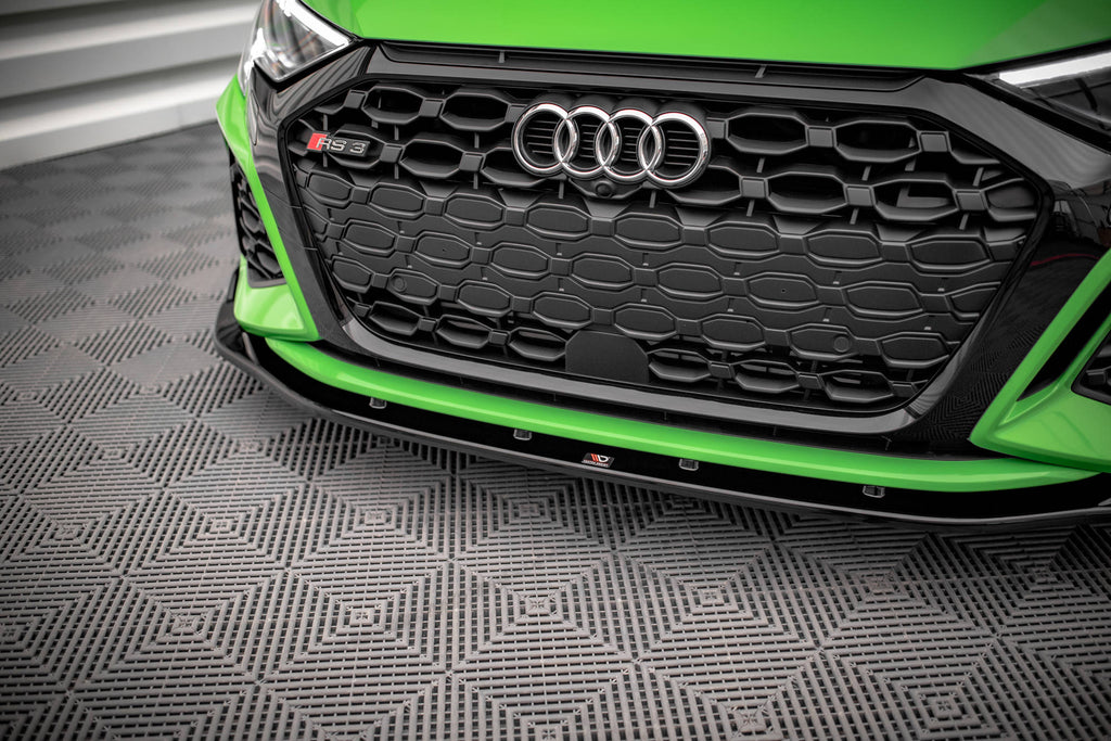Maxton Design Street+ Spoilerlippe Front Ansatz V.2 passend für Audi RS3 Limousine 8Y schwarz Hochglanz