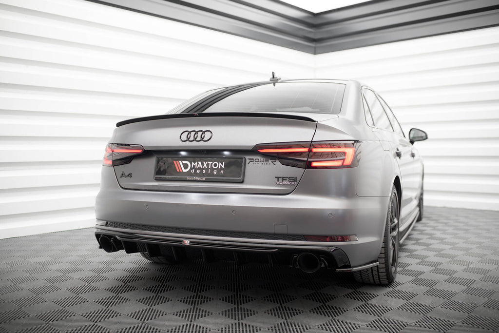 Maxton Design Heck Ansatz Flaps Diffusor V.3 passend für Audi A4 S-line B9 schwarz Hochglanz