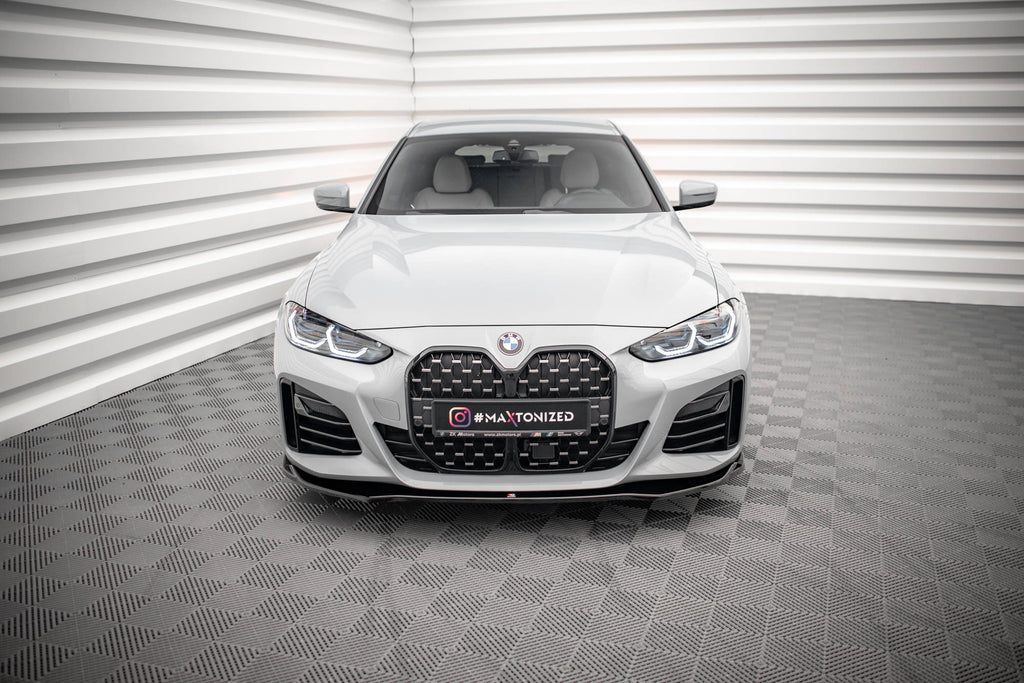 Maxton Design Street+ Spoilerlippe Front Ansatz V.1 passend für BMW 4er / i4 Gran Coupe M-Paket / M440i G26 schwarz Hochglanz