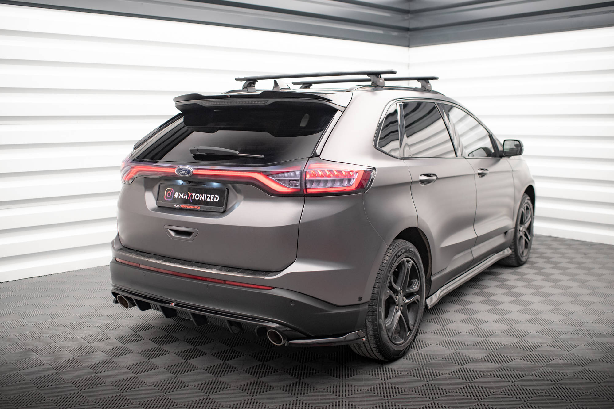 Maxton Design Spoiler CAP passend für Ford Edge Mk2 schwarz Hochglanz