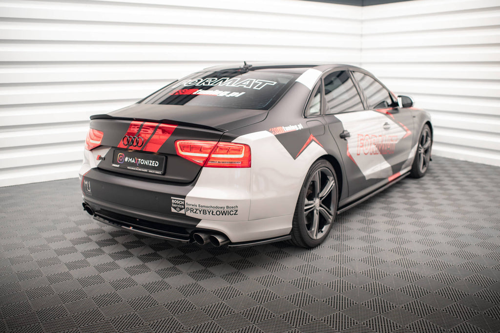 Maxton Design Heck Ansatz Flaps Diffusor passend für Audi S8 D4 schwarz Hochglanz