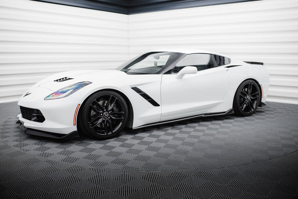 Maxton Design Street+ Seitenschweller Leisten V.2 passend für Chevrolet Corvette Stingray C7 schwarz Hochglanz