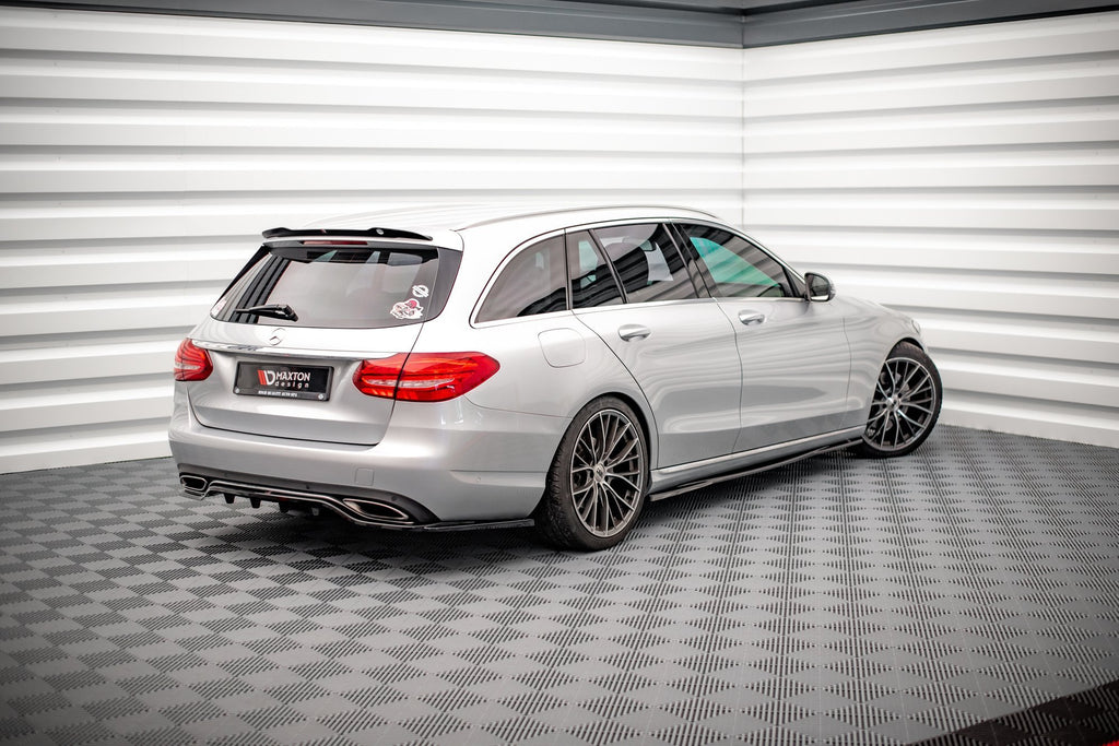 Maxton Design Street+ Mittlerer Diffusor RACE passend für Mercedes-Benz C W205 schwarz Hochglanz