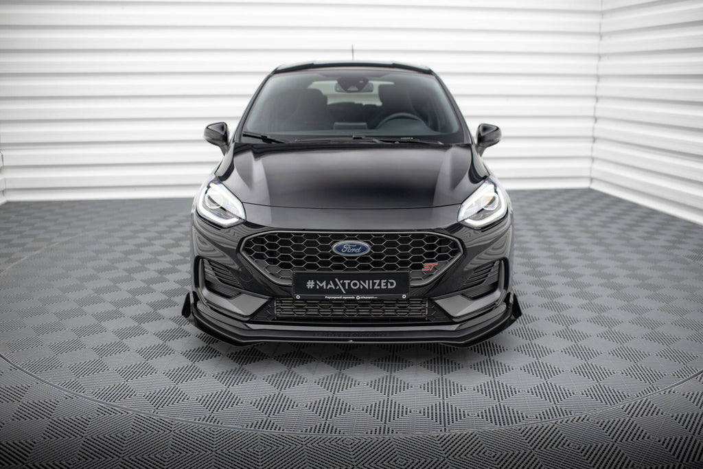 Maxton Design Street Pro Street+ Spoilerlippe Front Ansatz + Flaps passend für Ford Fiesta ST Mk8 Facelift schwarz Hochglanz