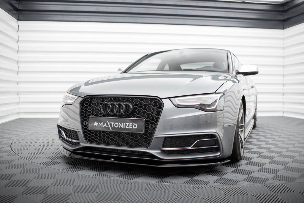 Maxton Design Street+ Spoilerlippe Front Ansatz V.1 passend für Audi S5/A5 S-Line 8T Facelift schwarz Hochglanz