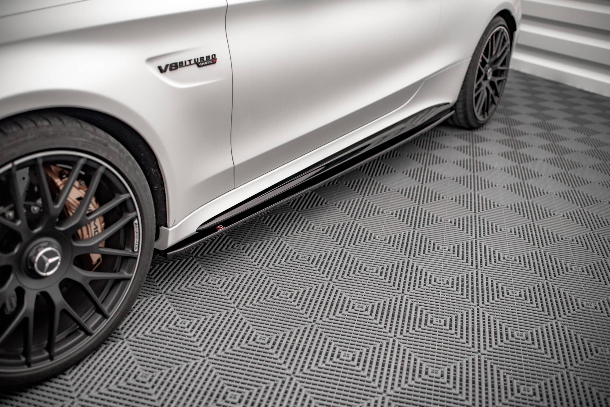 Maxton Design Seitenschweller Ansatz für V.1 für Mercedes-AMG C 63 AMG Coupe C205 Facelift schwarz matt