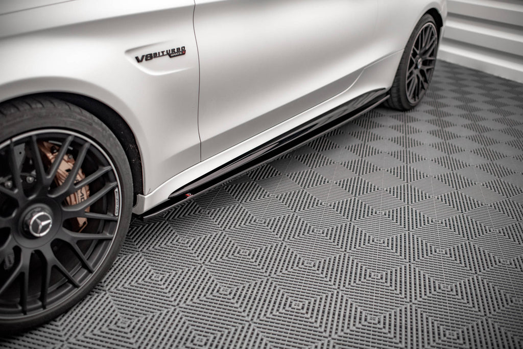 Maxton Design Street+ Seitenschweller Leisten passend für V.1 passend für Mercedes-AMG C 63 AMG Coupe C205 Facelift schwarz Hochglanz