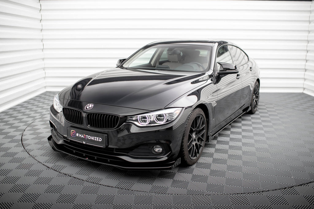 Maxton Design Street Pro Street+ Spoilerlippe Front Ansatz + Flaps passend für BMW 4er Gran Coupe F36 schwarz Hochglanz
