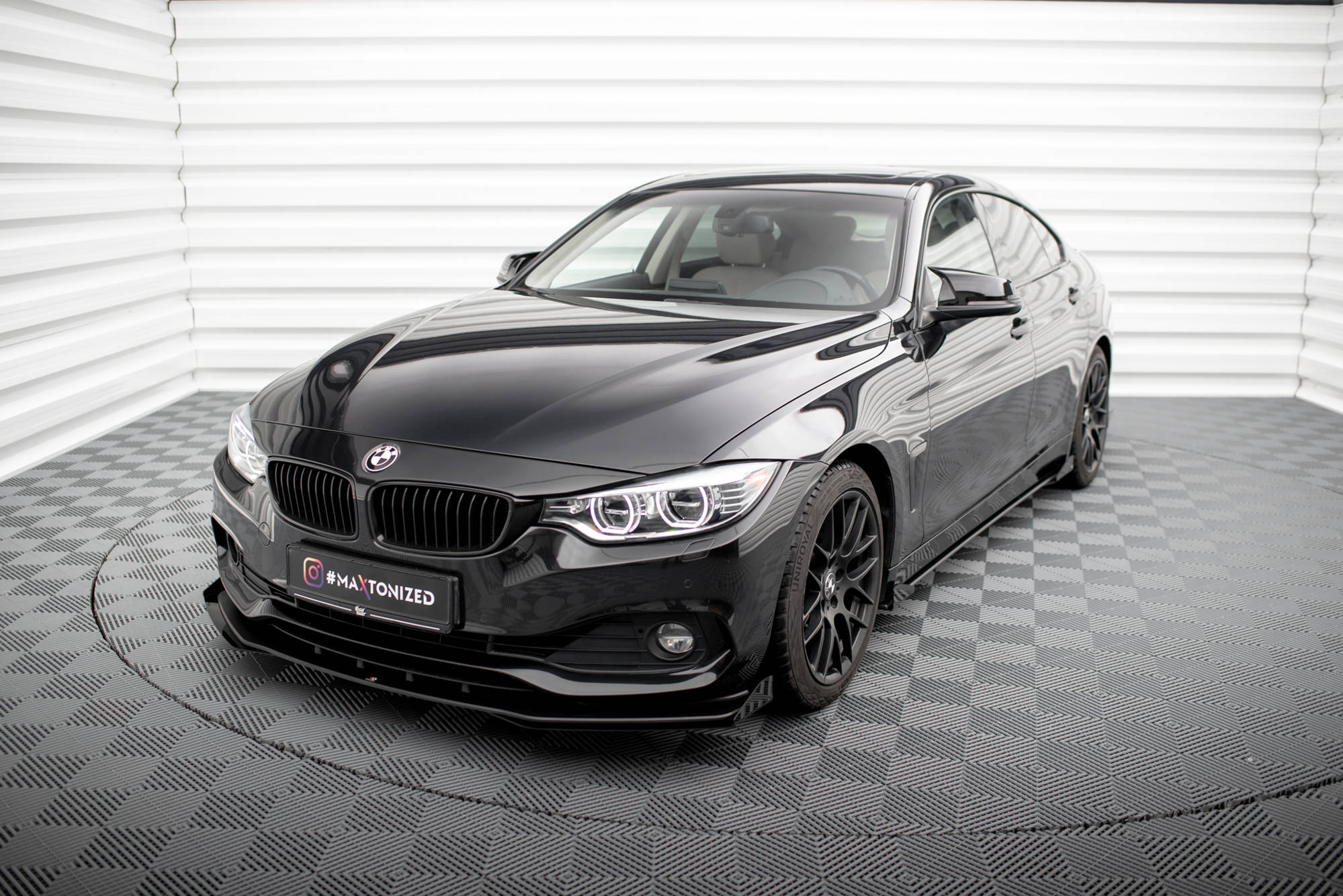 Maxton Design Street Pro Street+ Spoilerlippe Front Ansatz + Flaps passend für BMW 4er Gran Coupe F36 schwarz Hochglanz