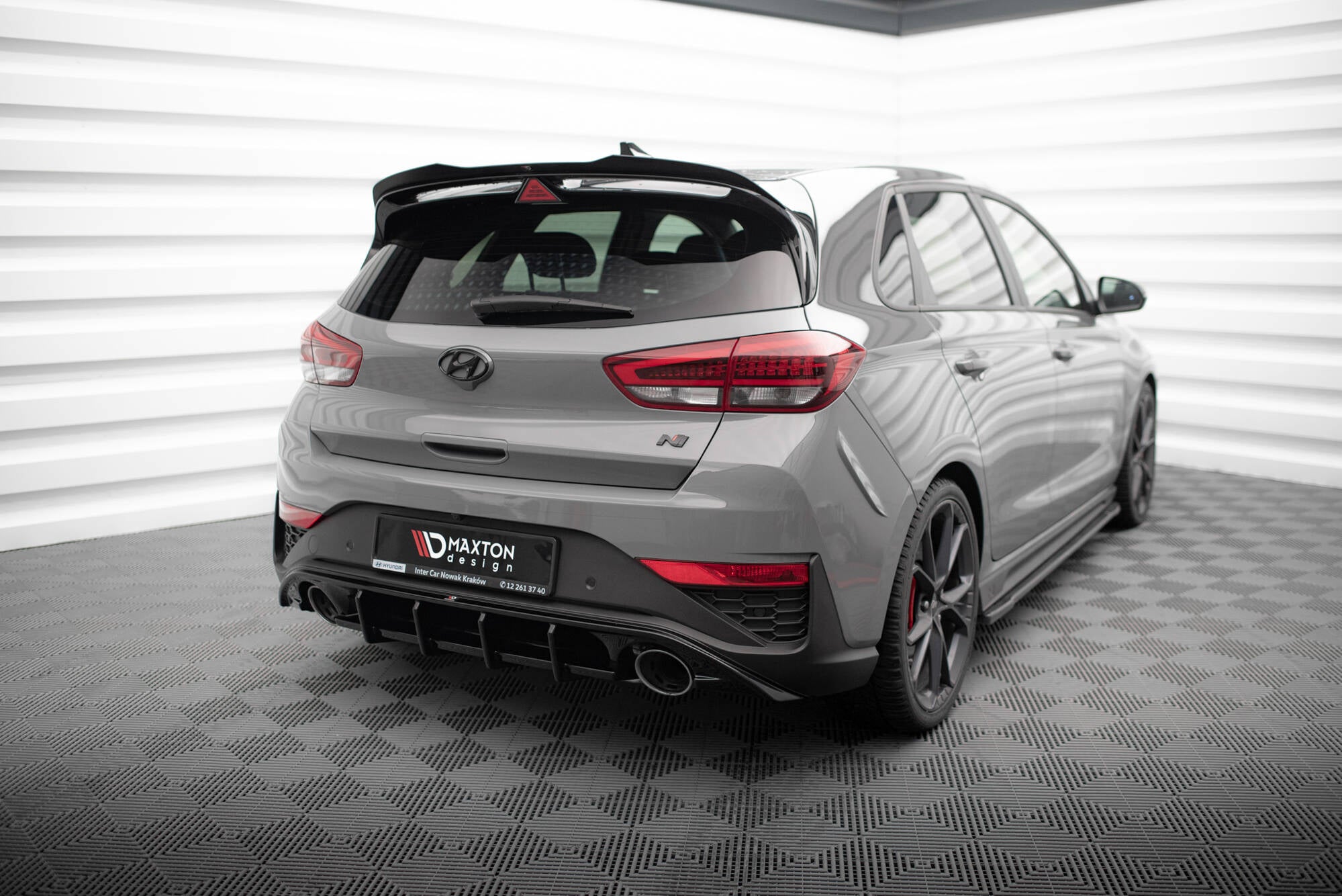 Maxton Design Diffusor Heck Ansatz passend für Hyundai I30 N Hatchback Mk3 Facelift schwarz Hochglanz