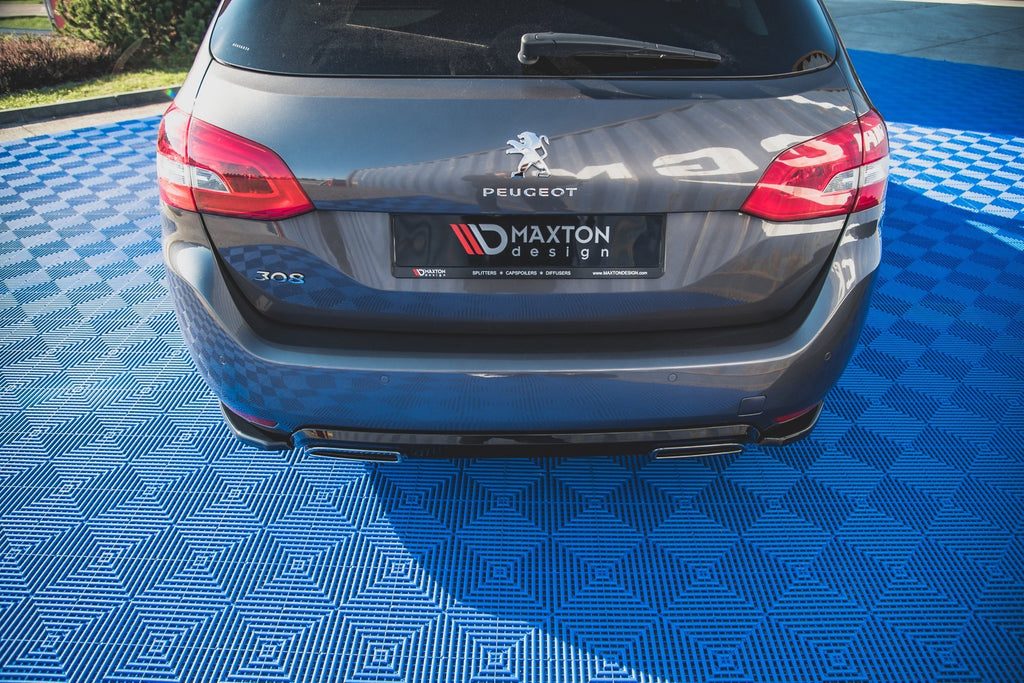 Maxton Design Heck Ansatz Flaps Diffusor passend für Peugeot 308 SW Mk2 schwarz Hochglanz