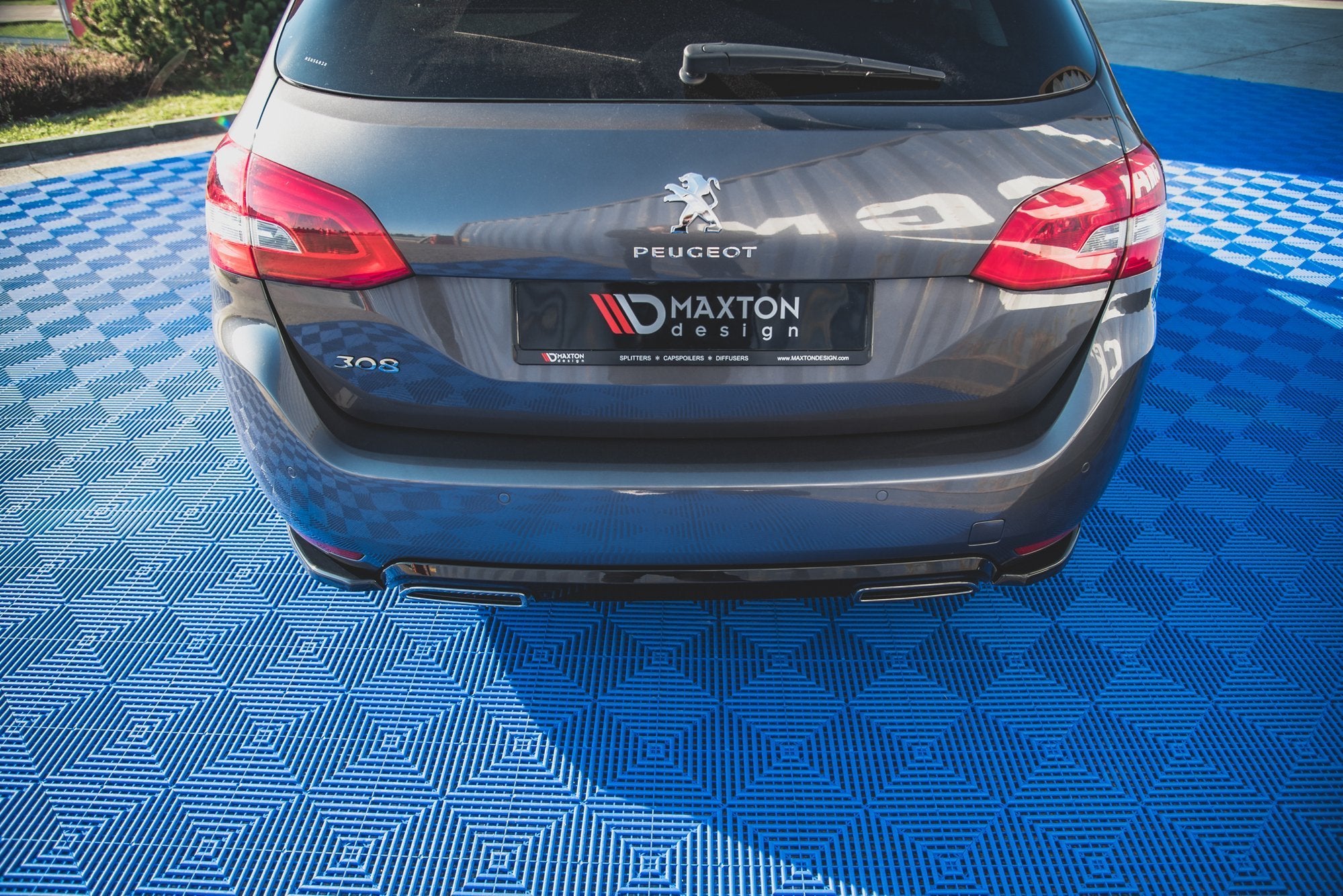 Maxton Design Heck Ansatz Flaps Diffusor passend für Peugeot 308 SW Mk2 schwarz Hochglanz