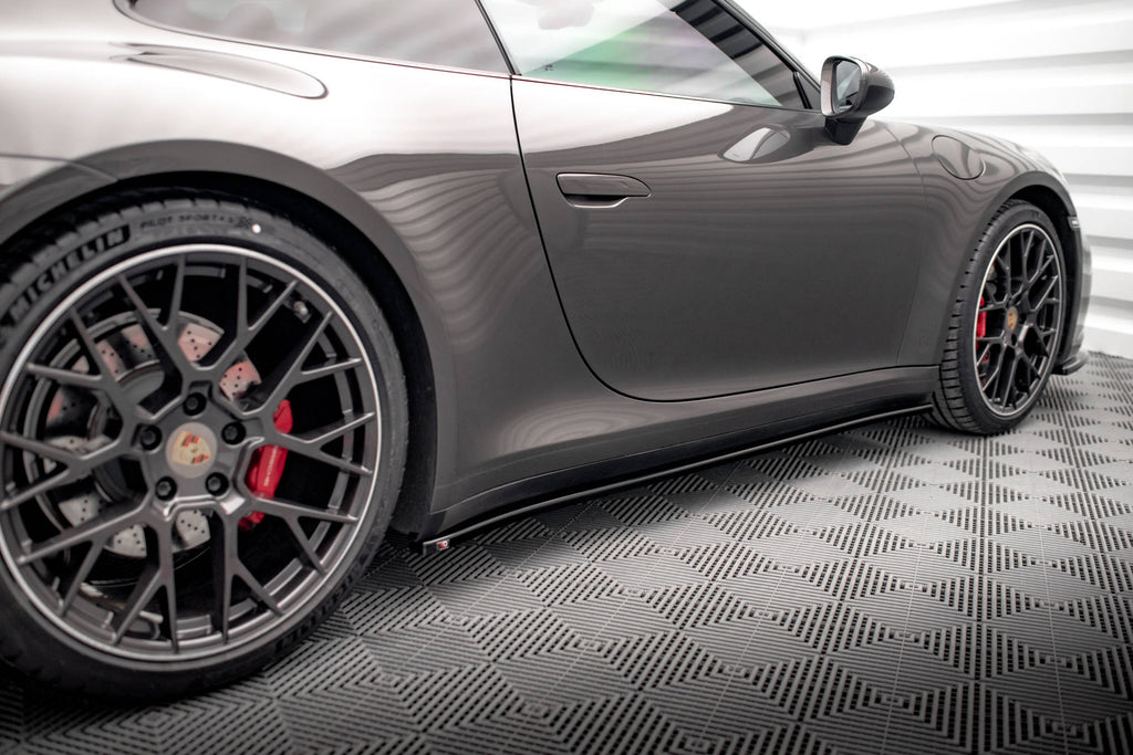 Maxton Design Street+ Seitenschweller Leisten passend für Porsche 911 Carrera 4S 992 schwarz Hochglanz