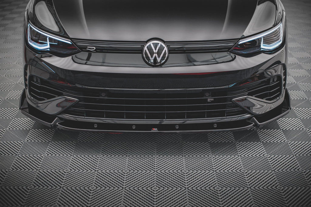 Maxton Design Street+ Spoilerlippe Front Ansatz V.2 + Flaps passend für VW Golf R Hatchback / Variant Mk8
