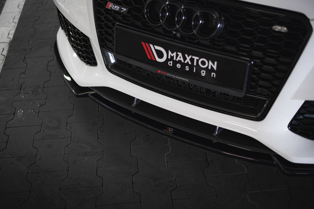 Maxton Design Street+ Spoilerlippe Front Ansatz V.3 passend für Audi RS7 C7 schwarz Hochglanz