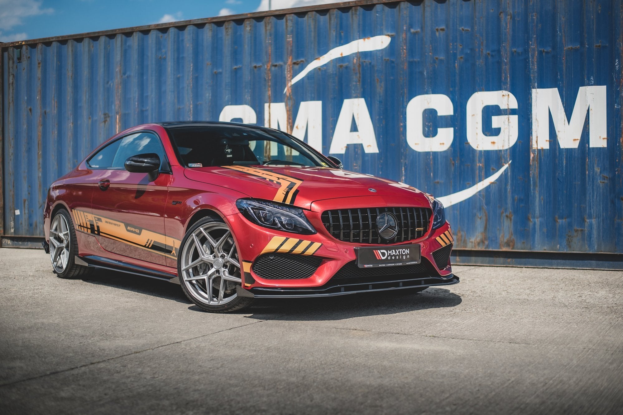 Maxton Design Street Pro Street+ Spoilerlippe Front Ansatz passend für + Flaps passend für Mercedes-AMG C43 / AMG-Line Coupe C205 schwarz Hochglanz