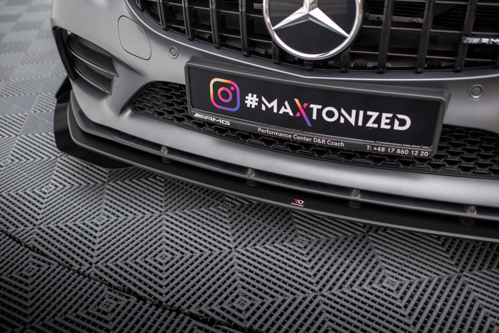 Maxton Design Street Pro Street+ Spoilerlippe Front Ansatz + Flaps passend für Mercedes-AMG C43 Coupe / Cabrio C205 Facelift / A205 Facelift schwarz Hochglanz